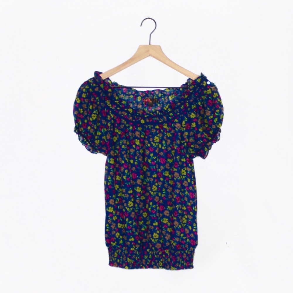 Off-the-Shoulder Sheer Forever 21 Floral Top
